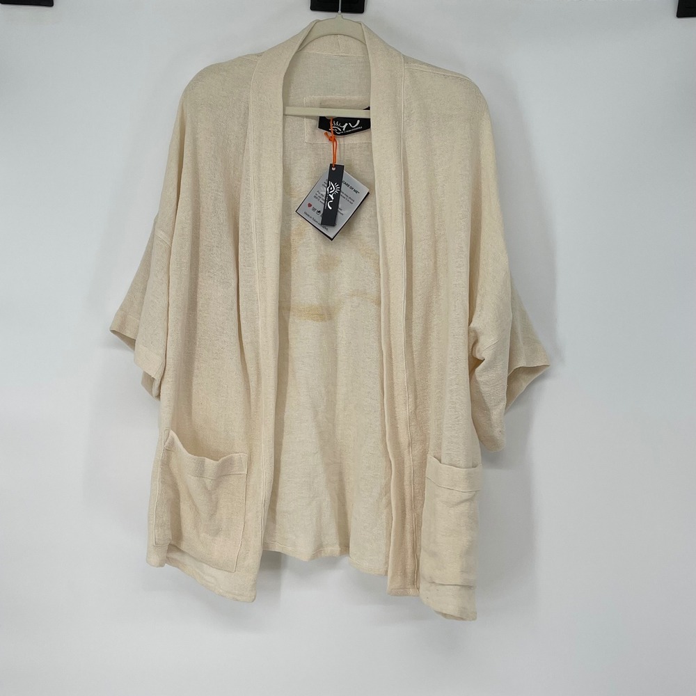 TULUM ESSENTIALS Cream Sun Kimono‎ Cardigan Cotton Oversized XL Beach Boho